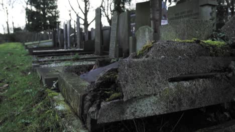 old cemetery with weathered tombstones