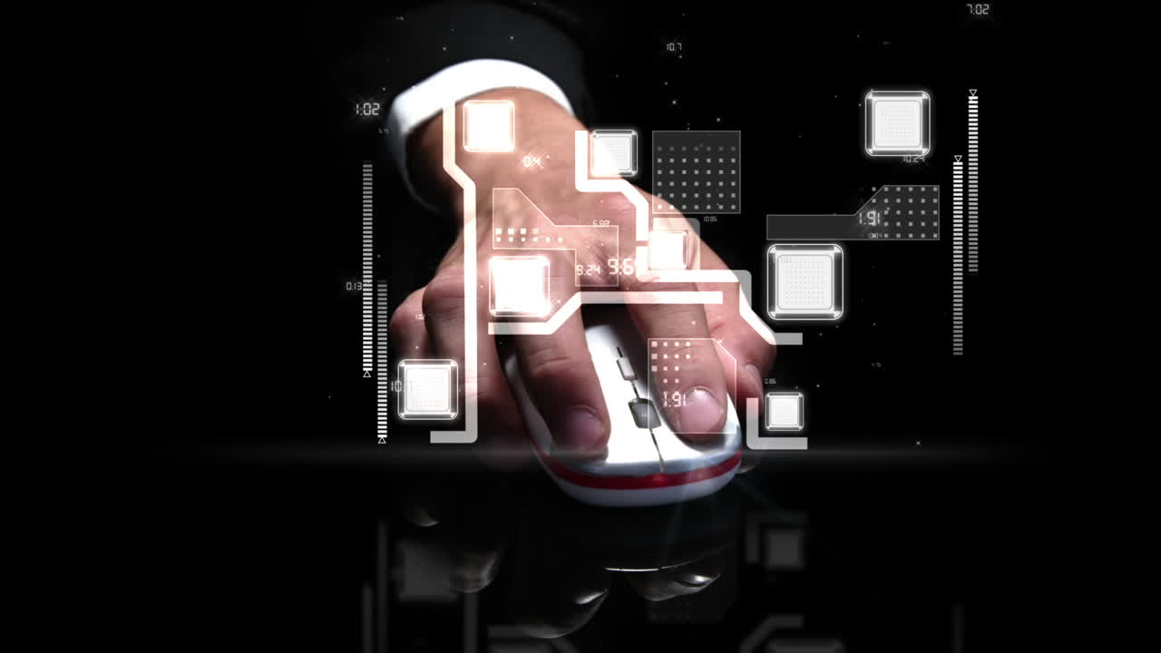 Hånd på en computer med digital animation
