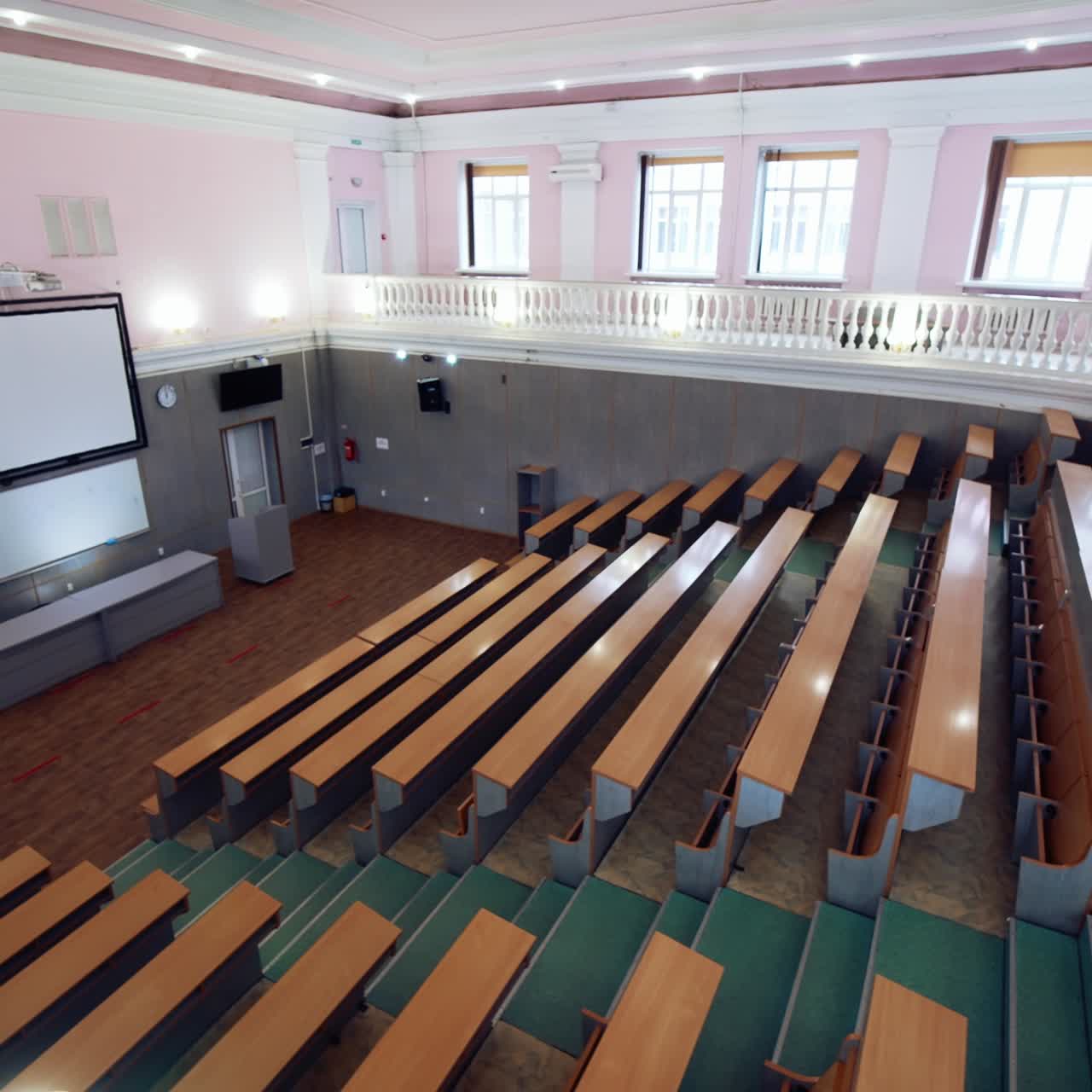 View of university classroom interior