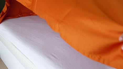 making the bed