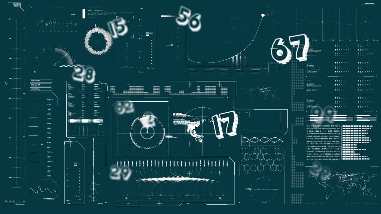 Animation of data processing over gray background