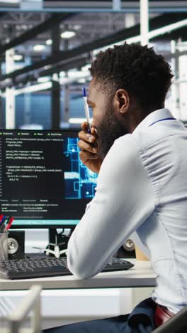 vertical video data center programmer uses neural networks node tree program to identify issues