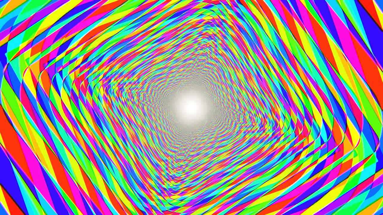 Mind Melting Rainbow Psychedelic Acid Trip Optical Illusion Tunnel - 4K Seamless VJ Loop Motion Background Animation