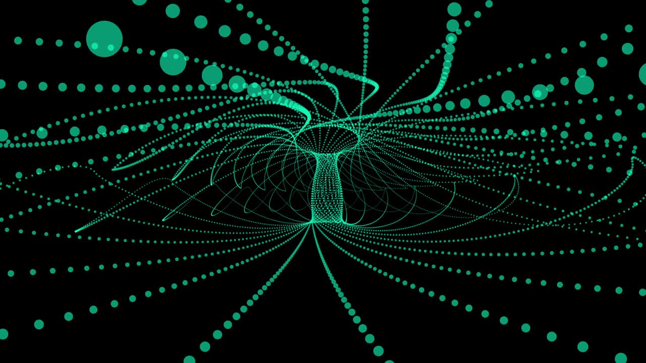 бегущие черные и зеленые векторные линии частиц, абстрактный фон движения. беспрерывный цикл.