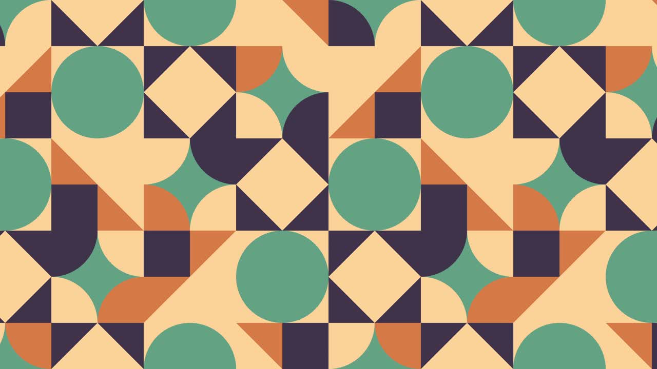 Retro geometric pattern with multicolor shapes. Minimal motion graphic seamless looped animation in vintage flat style