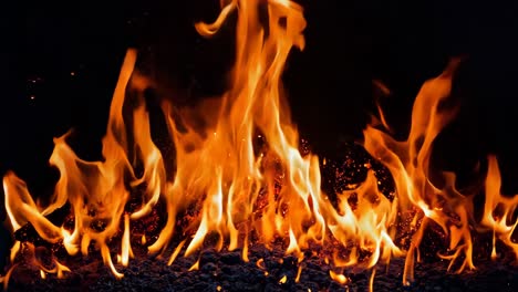 a close up of a fire burning in the dark