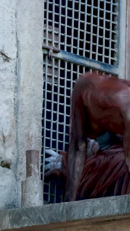 dos orangutanes participan en una interacción lúdica