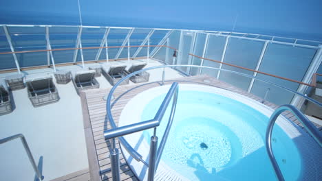 Wooden-rest-chairs-and-sea-view-from-a-cruise