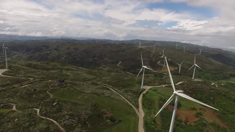 vista aérea de turbinas de energía eólica