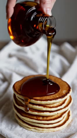 stack of pancakes with maple syrup