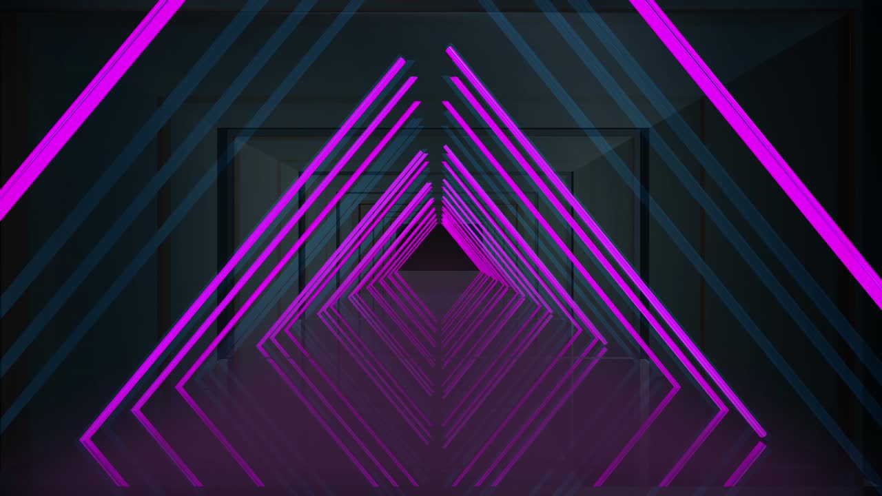 Abstraktní neonový linkový tunel, zářící fluorescenční světelná chodba, pozadí pódia, paprsky světla