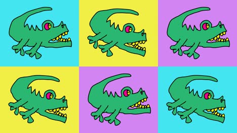 kids drawing pop art seamless background with theme of crocodile