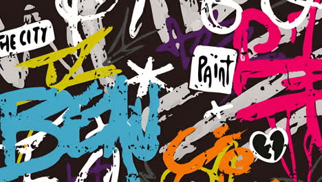 dynamic abstract graffiti art with colorful typography