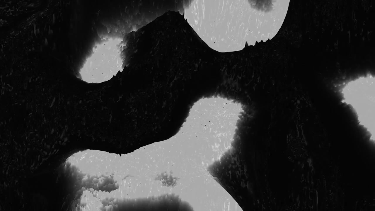 Un'immagine astratta monocromatica ad alto contrasto e di grande impatto, adatta per installazioni in gallerie d'arte, campagne di lusso, meditazione e sequenze di titoli di film.