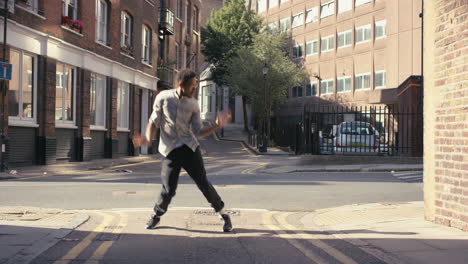 african american man dancing loop hip hop dancer in street performer doing freestyle dance 4k