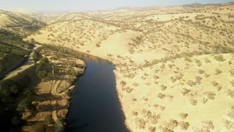 merced river, natural landscape of california united states drone panoramic view