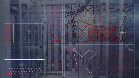 animación del procesamiento de datos digitales a través de servidores informáticos