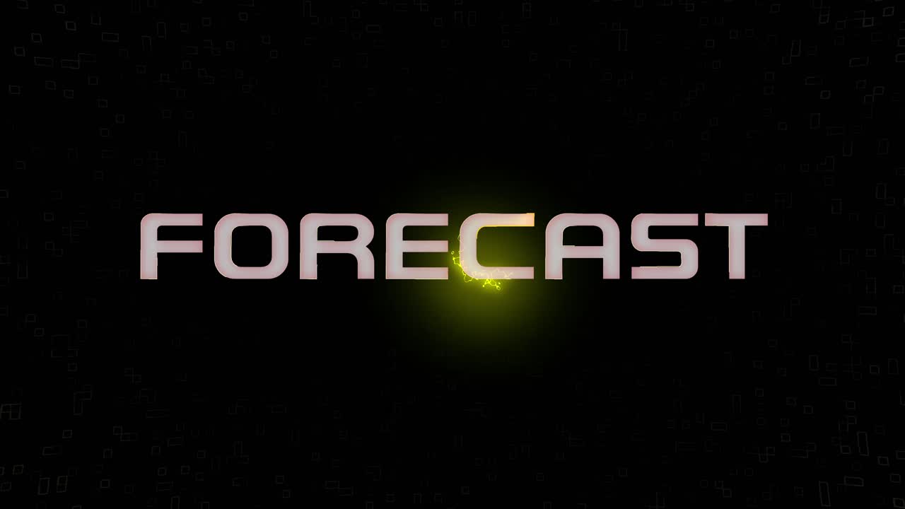 Electrified flashing FORECAST animated graphic in white yellow and black