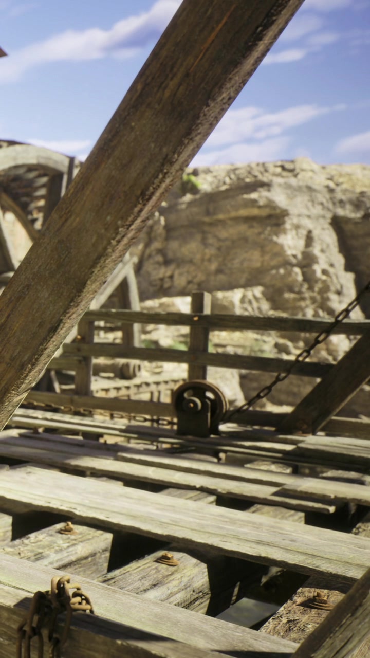 Esplorando il fascino rustico di un vecchio ponte di legno in un paesaggio arido.