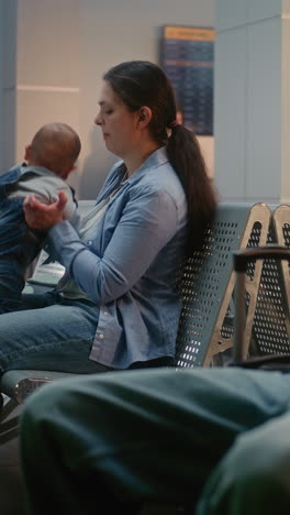 mother and baby at the airport