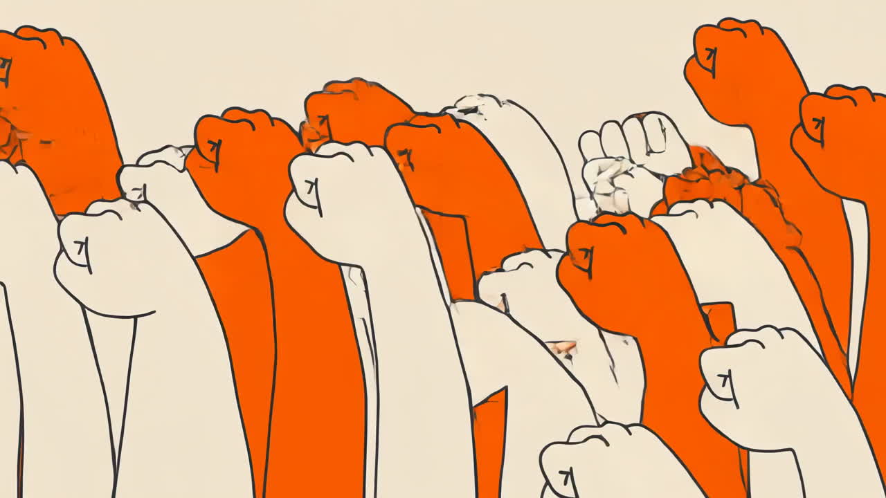 Animated Graphic Fists Rising Up in Protest and Unity