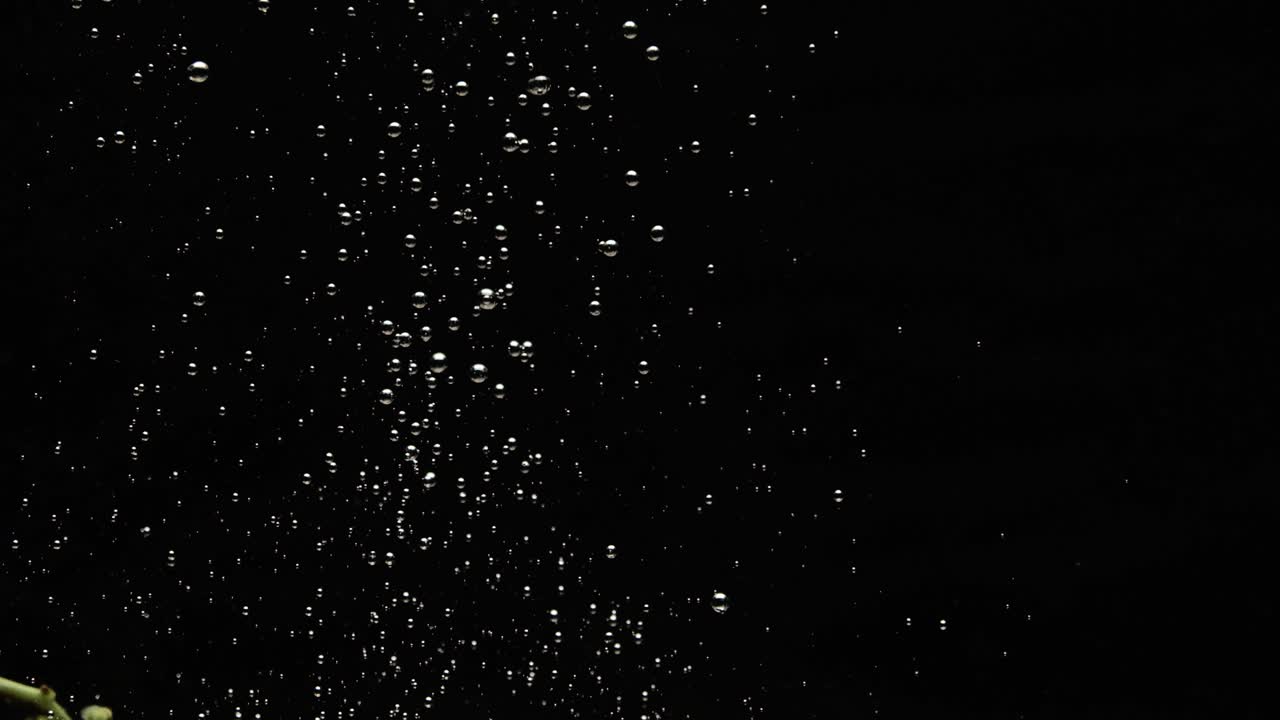 uvas rojas y verdes frescas ahogándose en agua con burbujas de aire en aumento, vista de cerca