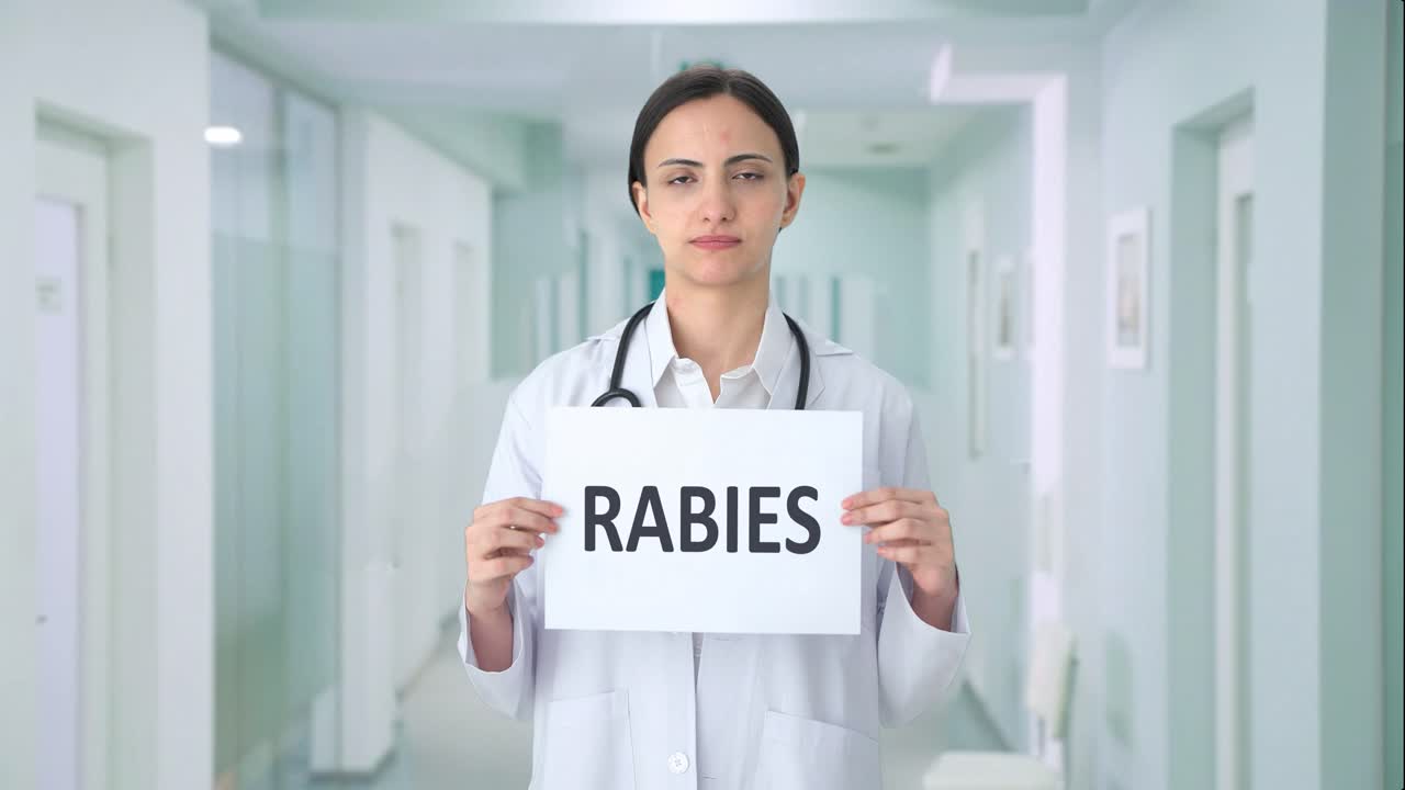 una triste doctora india con una pancarta de rabia