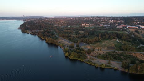 Breathtaking-drone-flight-capturing-the-stunning-coastal-views-of-Sand-Point,-Washington