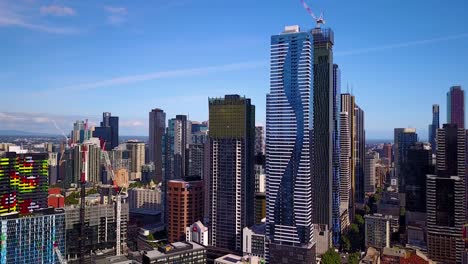 nice aerial establishing shot of melbourne victoria australia central business district downtown