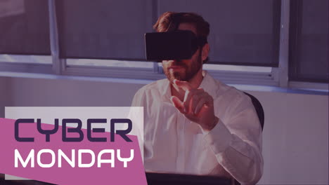 Texto-De-Cyber-Monday-Y-Hombre-Usando-Casco-De-Realidad-Virtual-4k