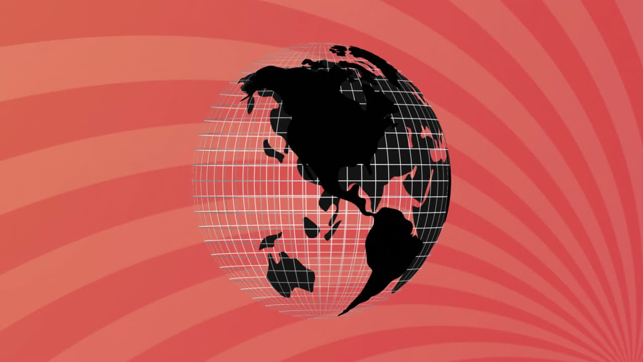 animación del globo sobre rayas en fondo rojo