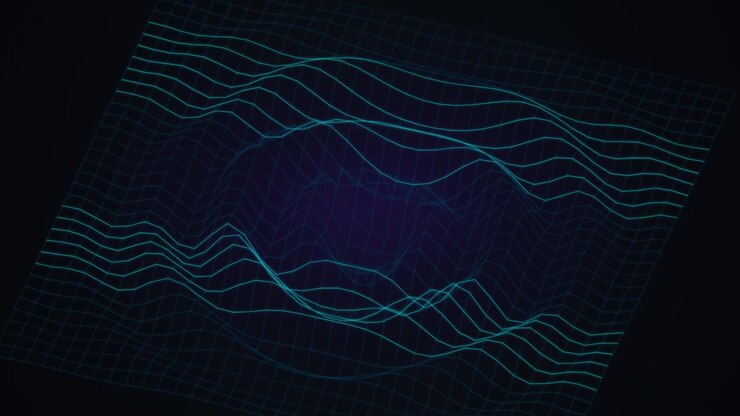 Abstract Digital Grid With Pulsing Wave Motion