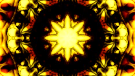 movimiento de caleidoscopio abstracto: círculos geométricos y formas de estrellas