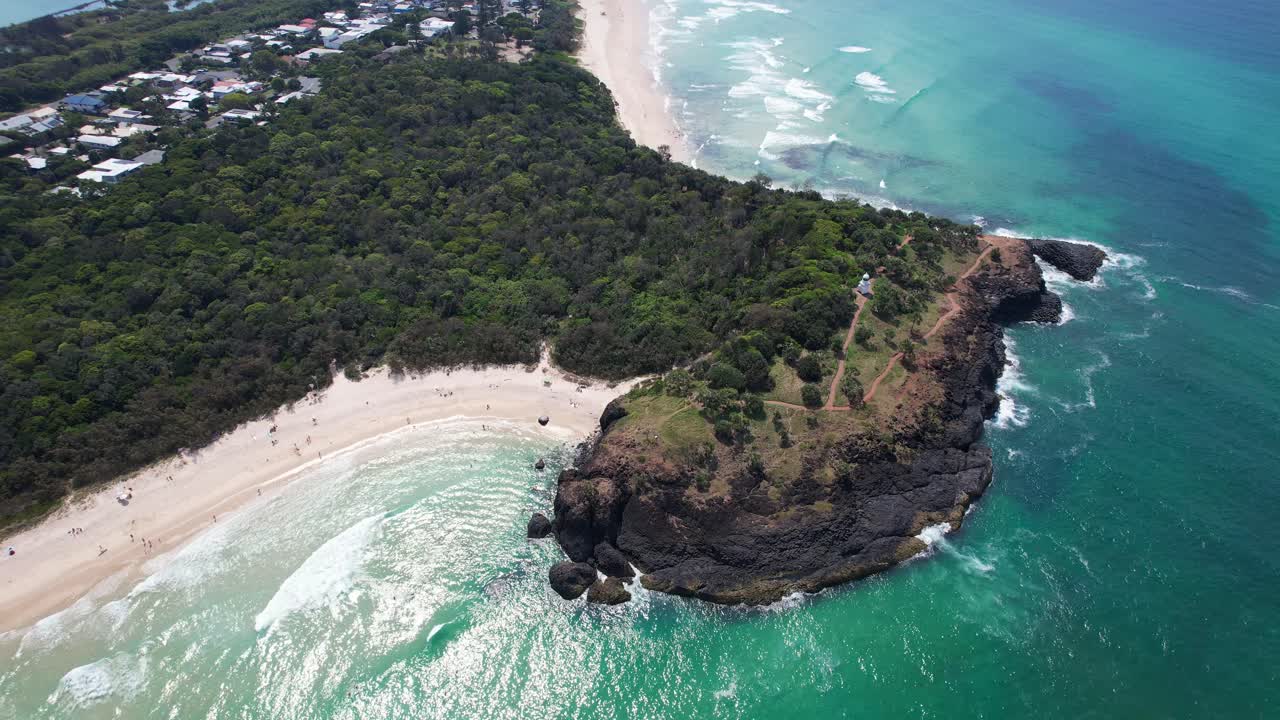 Fingal Headland In New South Wales, Australia - Aerial Drone Shot