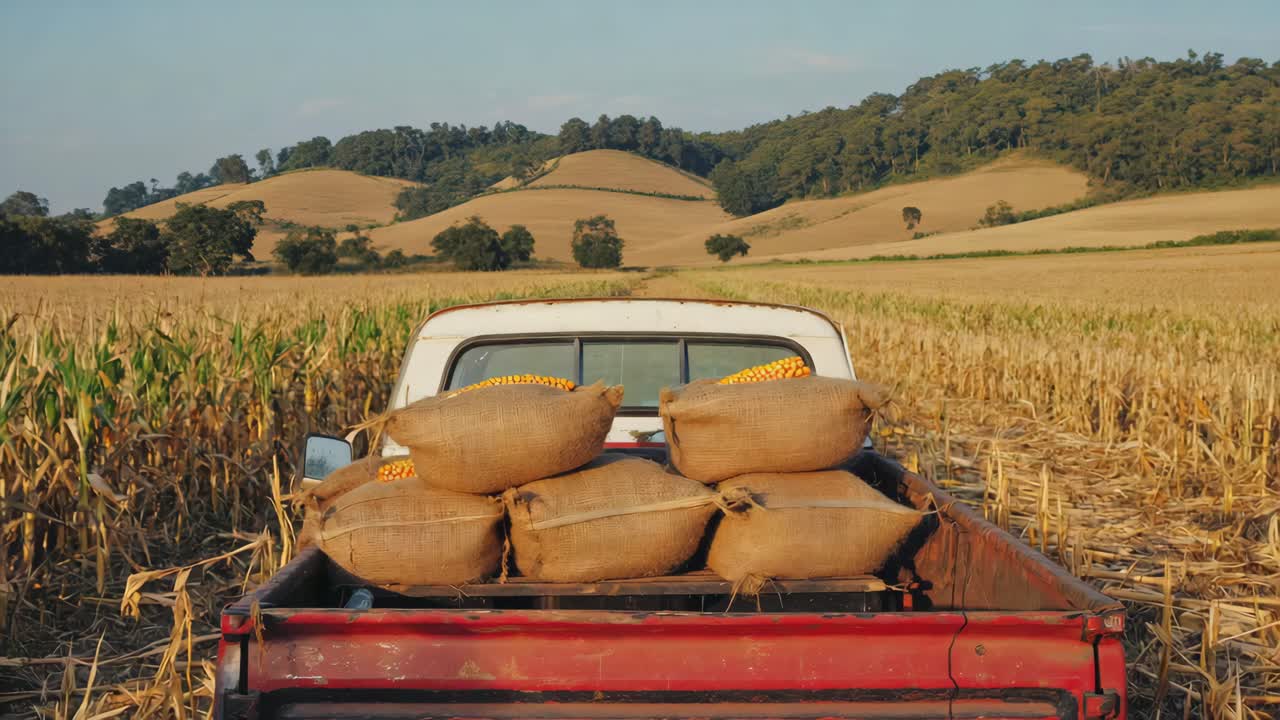 Corn Harvest on a Rural Farm