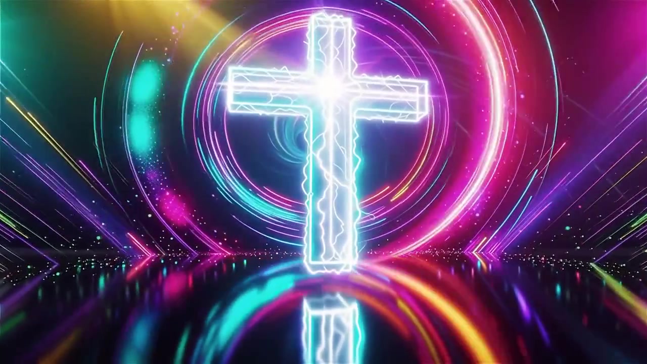 Croce Cristiana Luce Celestiale Sfondo per il Culto.