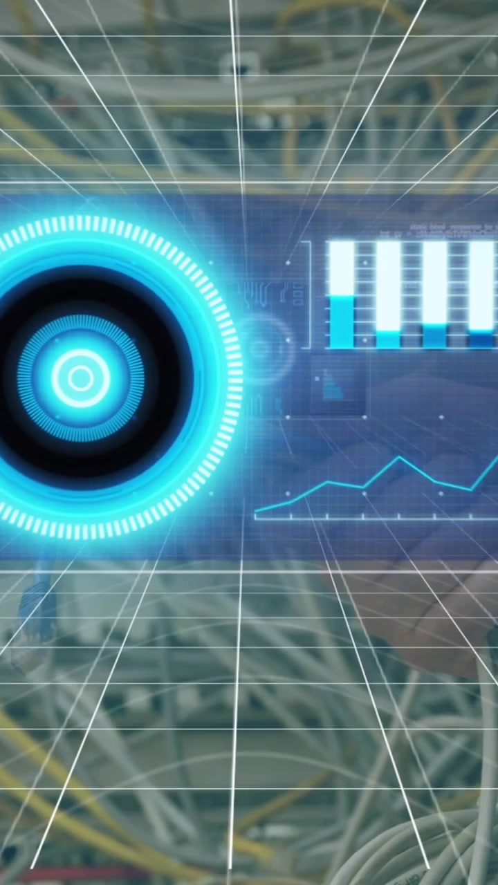 Animation de statistiques et de traitement de données sur fond gris
