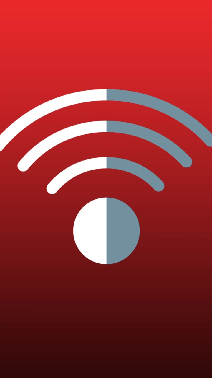 Icona animata del segnale Wi-Fi su sfondo rosso