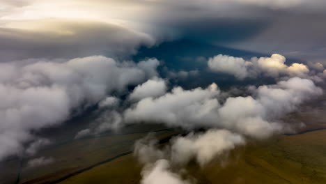 aerial view of dramatic clouds over a vast landscape