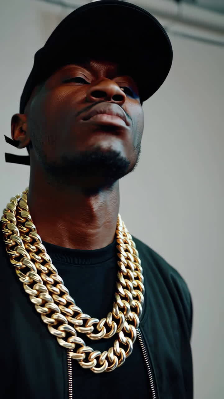 Portrait of a Man Wearing a Cap and Gold Chains