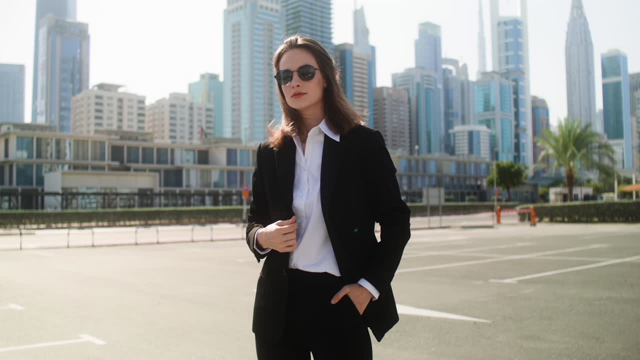 외부 에 있는 우아 한 사업가