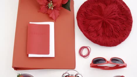 bunch of roses with various gift items on white background 4k