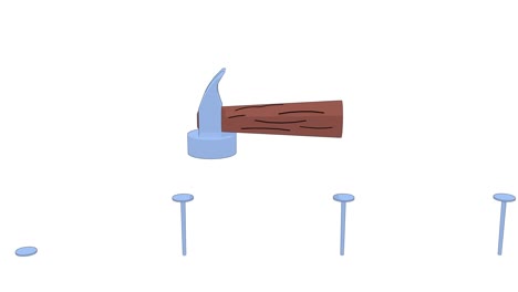 un martillo de dibujos animados está martillando clavos.