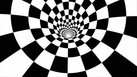 black and white checkerboard spiral tunnel