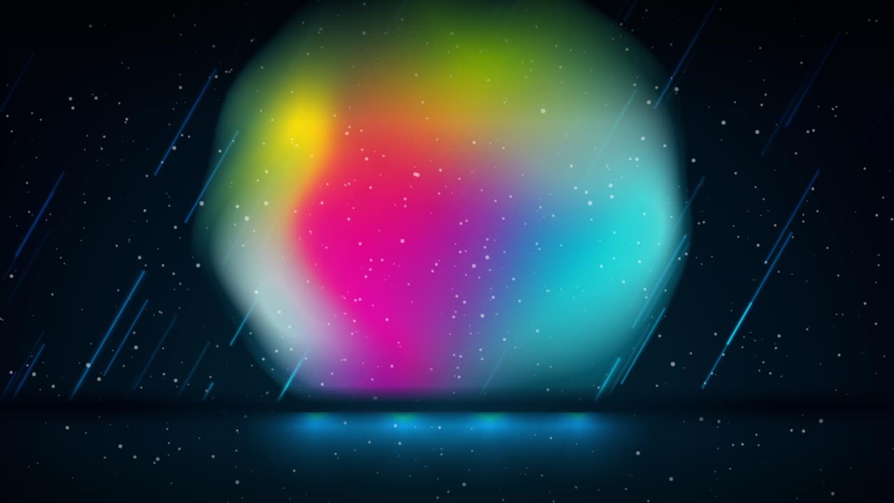Abstract retro futuristic motion background with holographic liquid sphere