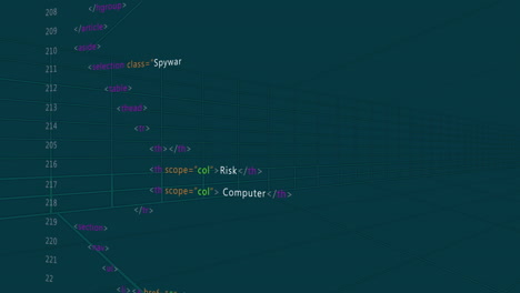 3d animation visualizing html table structure with rows and columns
