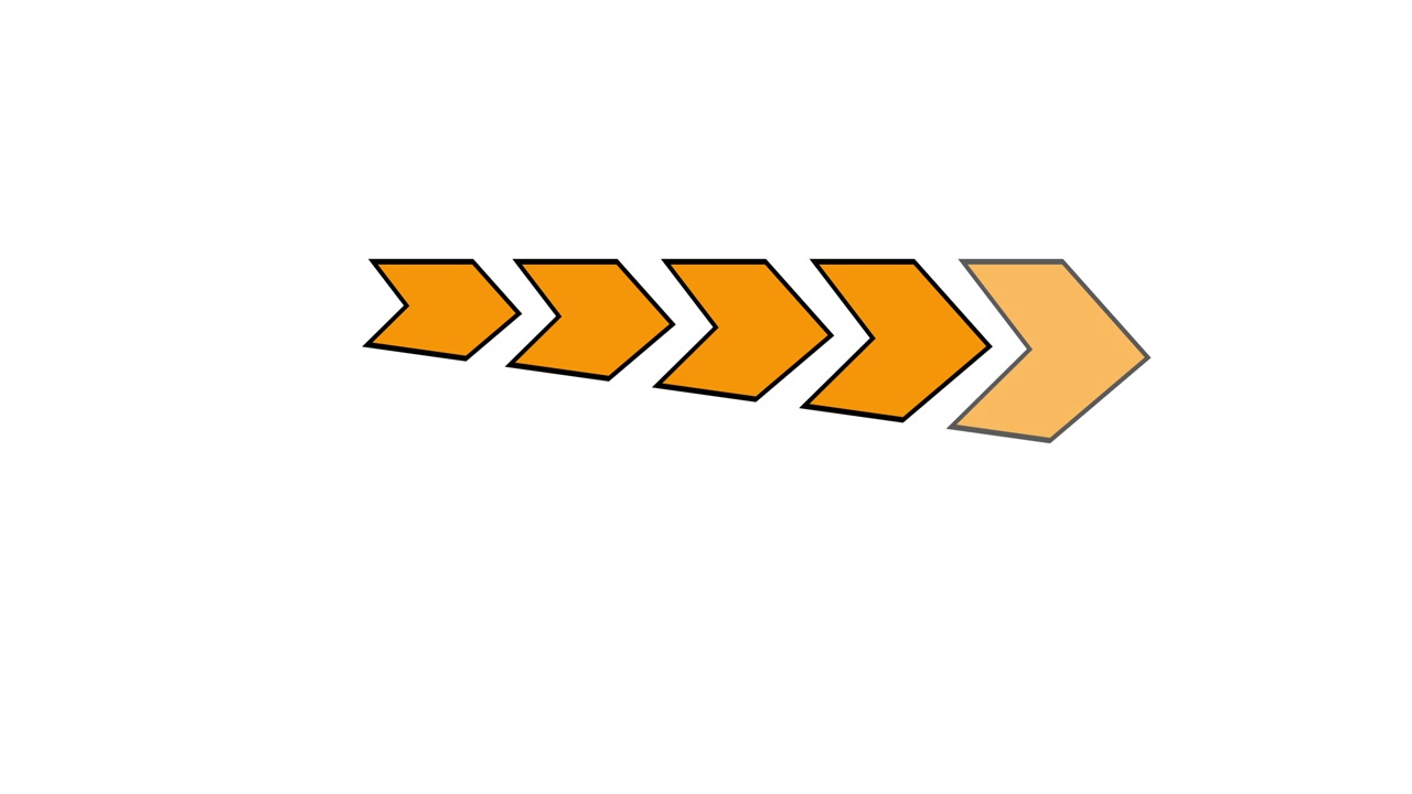 Animated Orange Arrows Moving Forward on White Background