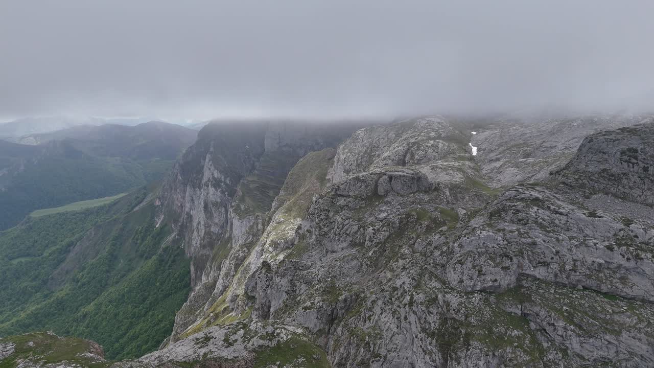 Dramatic Mountain Landscape in Fog