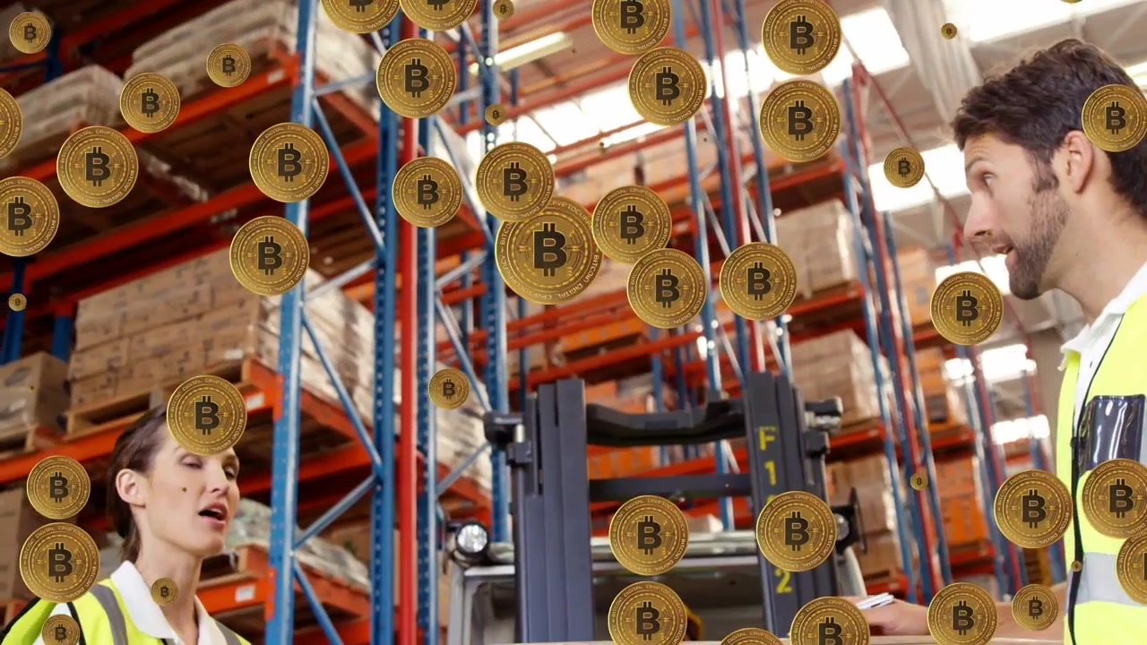 Animazione di elaborazione dati su animazione di lavoro in magazzino.