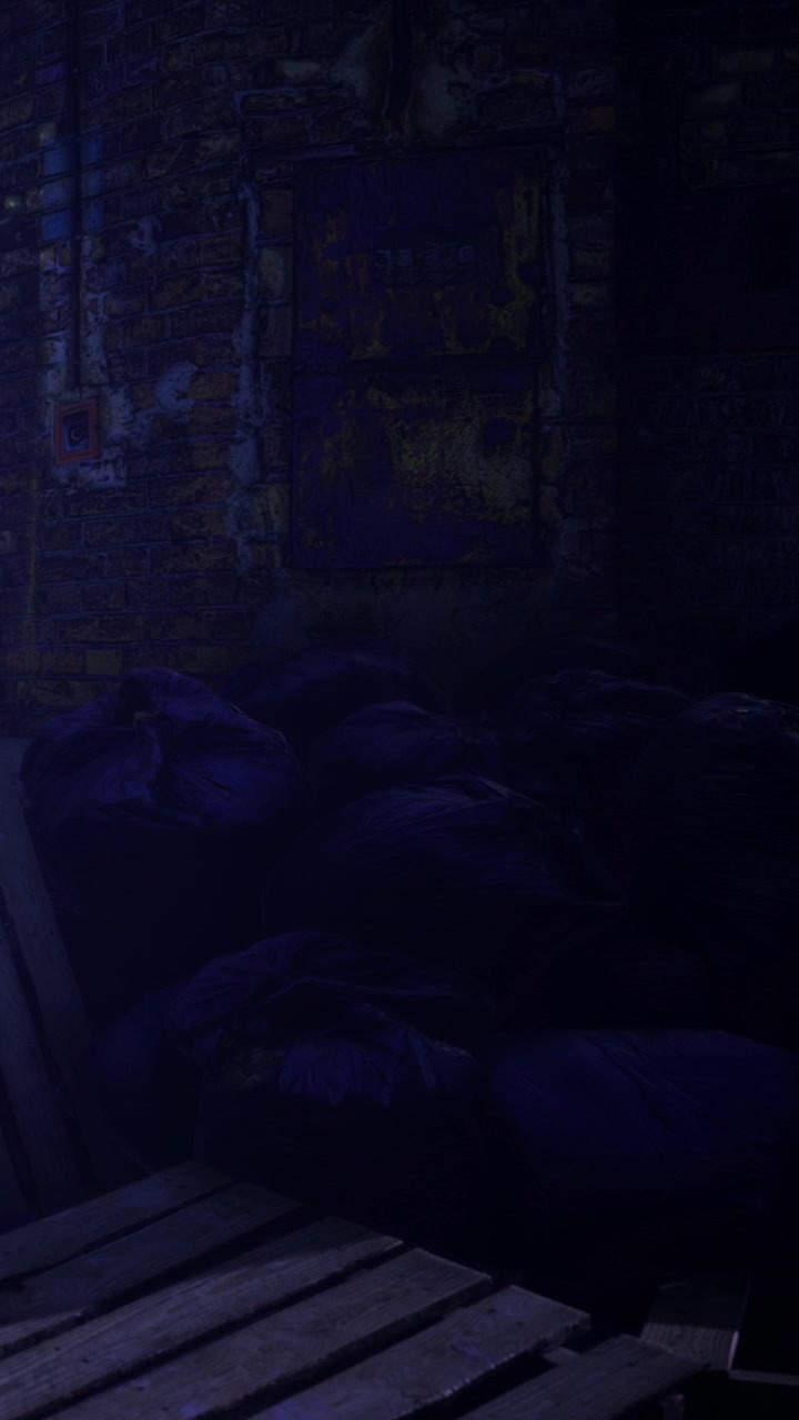 Urban evening scene with shadows and waste in an abandoned area